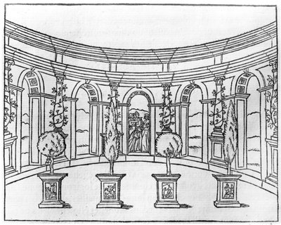 1554年に出版されたフランソワ・ラベリス（1494-1553）版の「ル・ソンジュ・ド・ポリフィル」のセレム修道院 作： French School